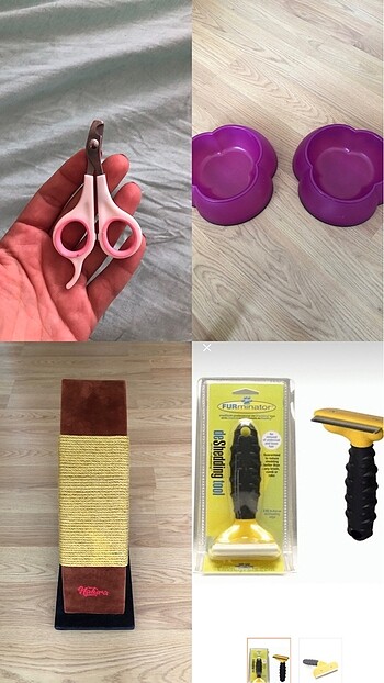 Kedi Köpek 4 lü Paket Tarak Tırnak Makası Kaşıma Tahtası Mama Ka
