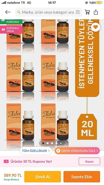 Beden Tala Karınca Yumurtası Yağı Tüy Azaltıcı Son 2 Adet Fiyatı