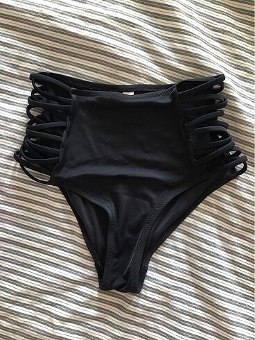 Kadın Siyah Bikini Alt Yüksek Bel Yeni S-M
