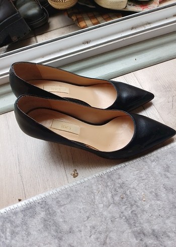 37 Beden Siyah Deri Stiletto Kadın Ayakkabı