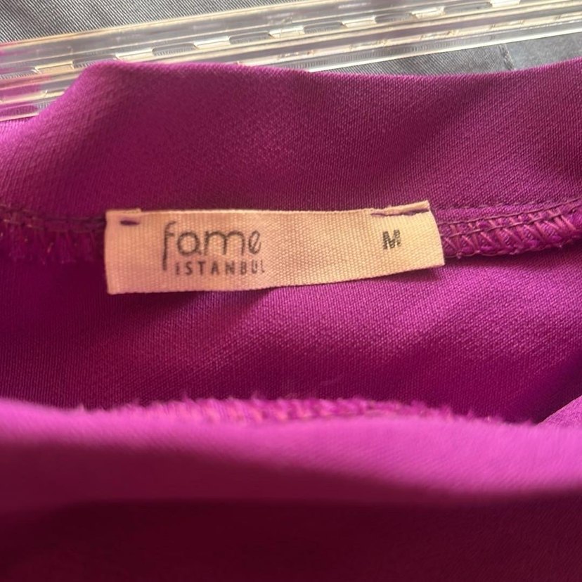 Mor Uzun Kollu Volanlı Elbise - Görsel 4