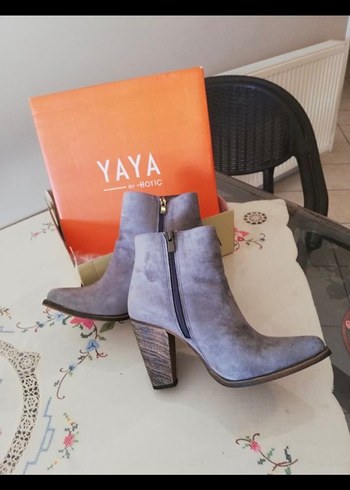 YAYA BY HOTİÇ Gri Süet Dolgu Topuklu Kadın Bot - Görsel 2