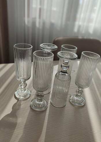 Şeffaf Çizgili Ayaklı Bardak Seti - Görsel 2