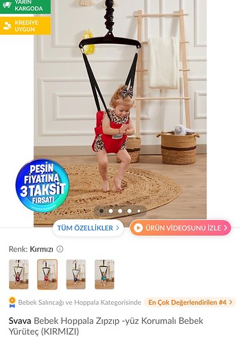 Svava Bebek Hoppala Zipzip Yüz Korumalı Bebek Yürüteç Kırmızı