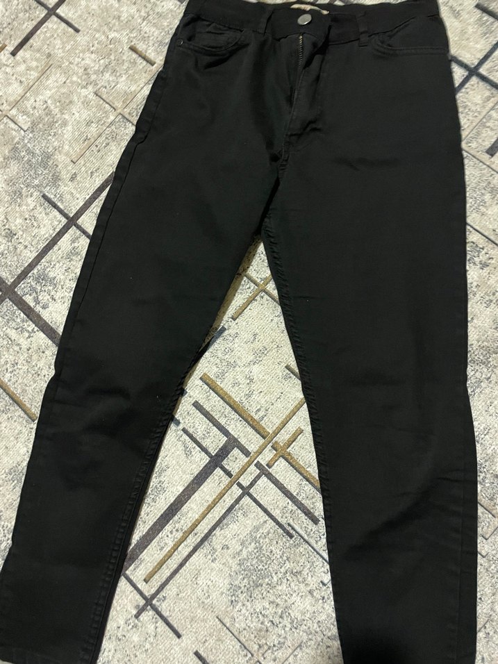 Siyah Kemerli Regular Fit Midi Kot Pantolon — görsel 2/3