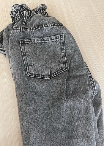 s Beden Düğmeli Gri Kadın Kot Pantolon