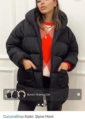 Diğer Siyah şişme oversize mont