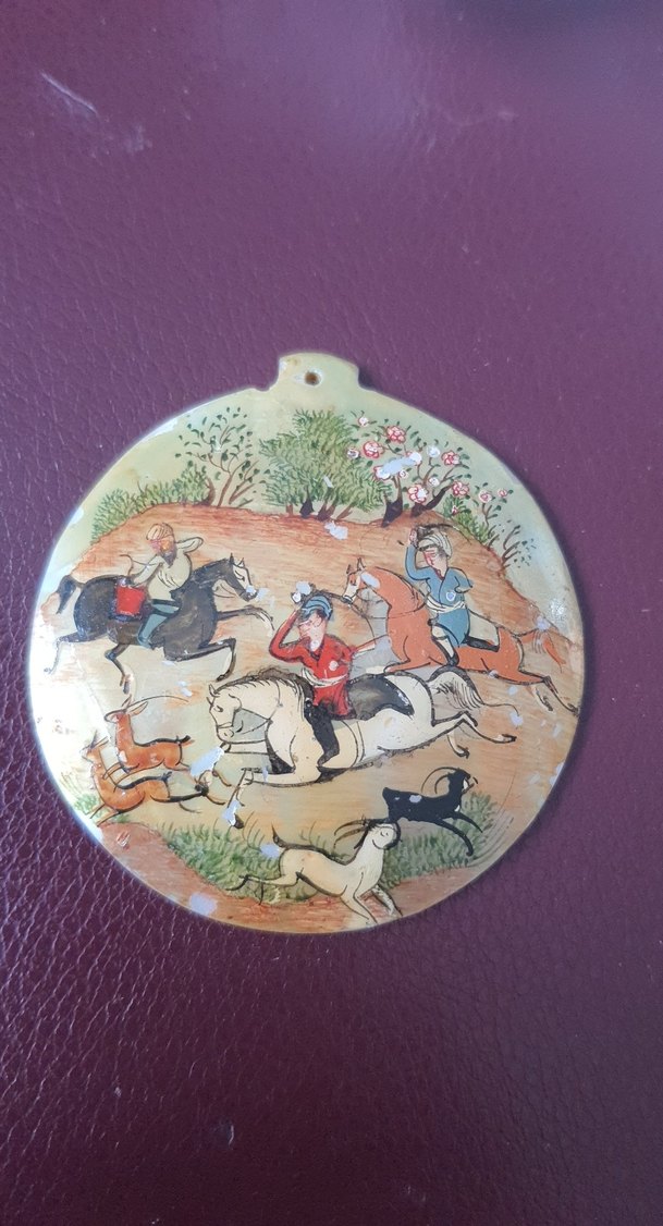 minyatur av el boyama Vintage Kadın Kolye Ucu - Görsel 2