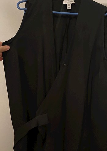 Topshop siyah kruvaze elbise - Görsel 3