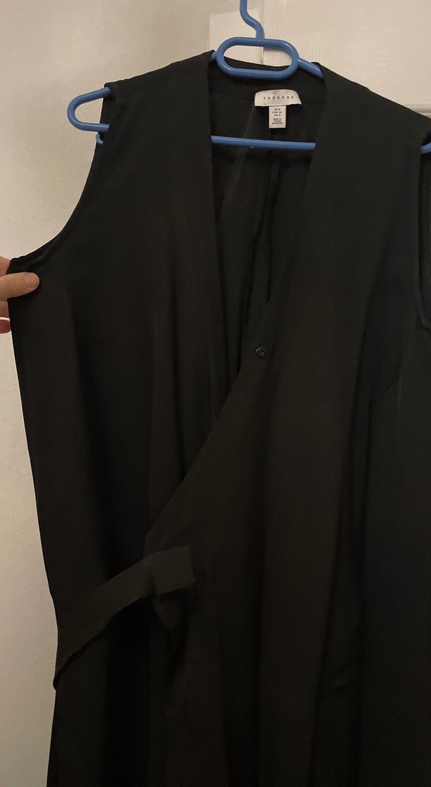 Topshop siyah kruvaze elbise - Görsel 3