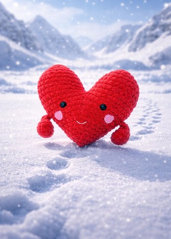 Renkli Kırmızı Kalp örgü  Oyuncak - Görsel 2