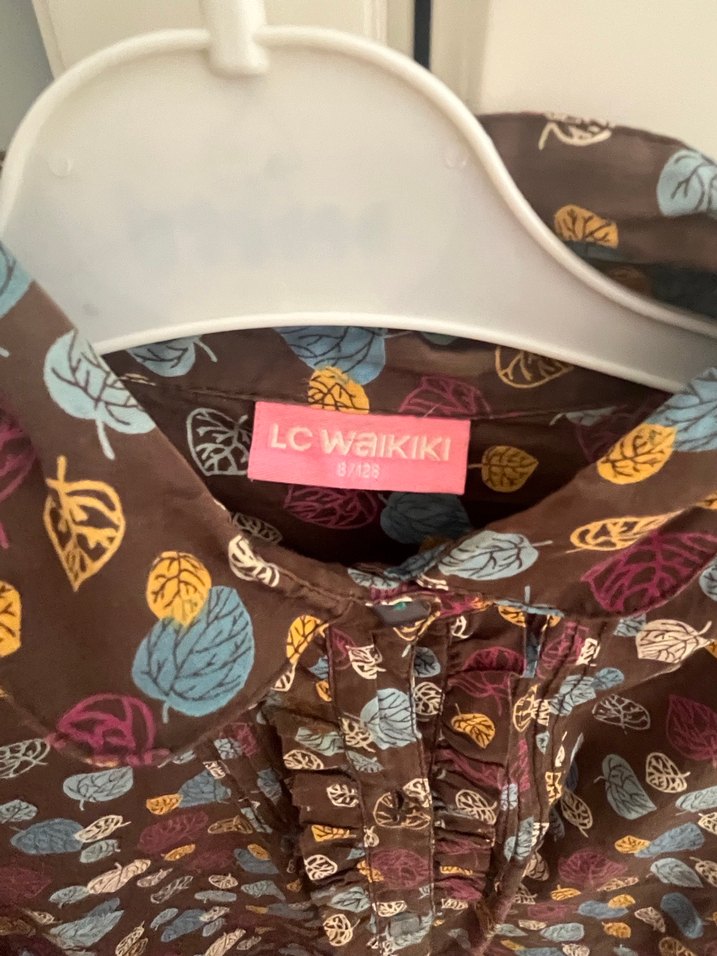 Kız çocuk yapraklı gömlek - Görsel 2