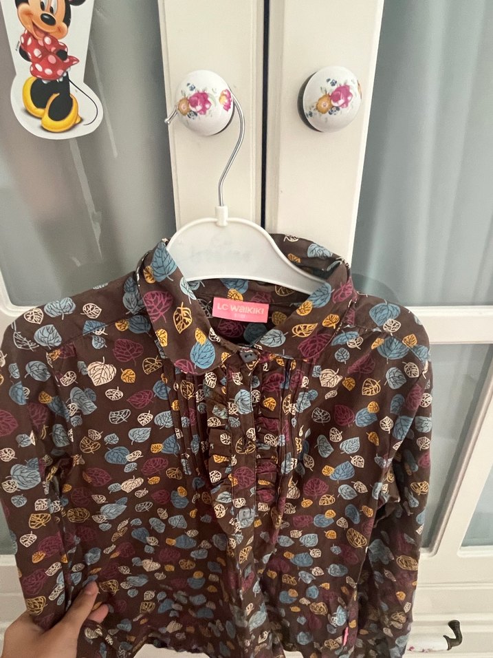 Kız çocuk yapraklı gömlek - Görsel 3