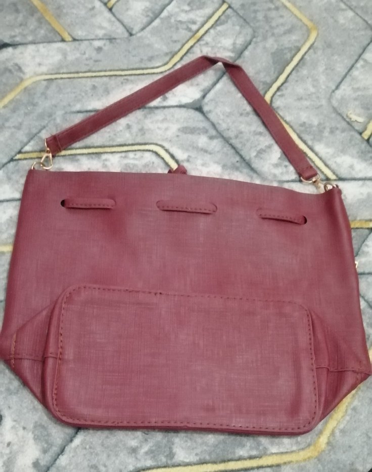 Bordo Deri Kadın Çanta - Görsel 3