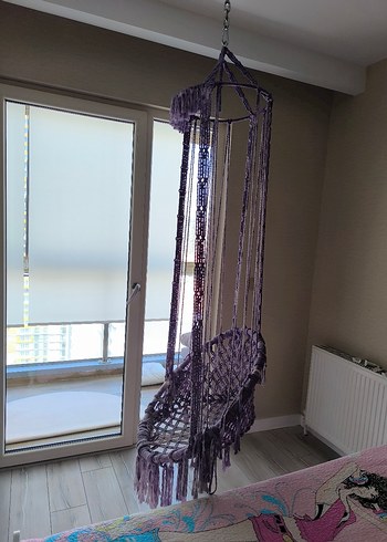 Mor makrome Asma Salıncak