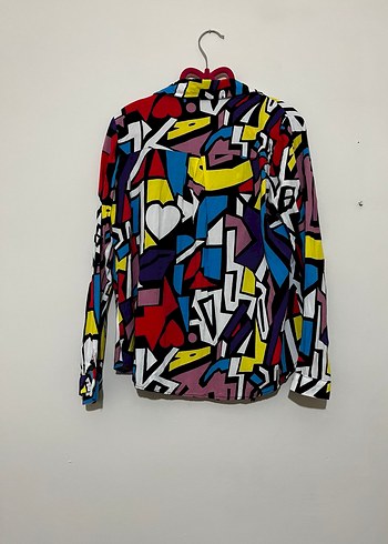 Renkli Desenli Kadın Gömlek - Uzun Kollu - Görsel 2