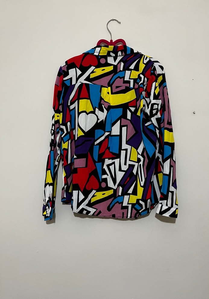 Renkli Desenli Kadın Gömlek - Uzun Kollu - Görsel 2