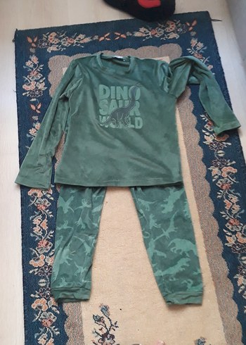 Erkek Çocuk Uzun Kollu Yeşil Pijama Takımı