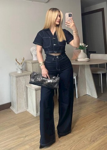 Zara Sik Koyu Lacivert Denim Takim