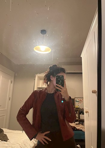 Kırmızı Derimod deri Ceket - Görsel 4