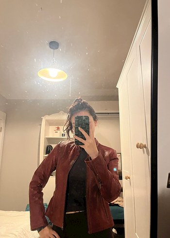 Kırmızı Derimod deri Ceket - Görsel 2