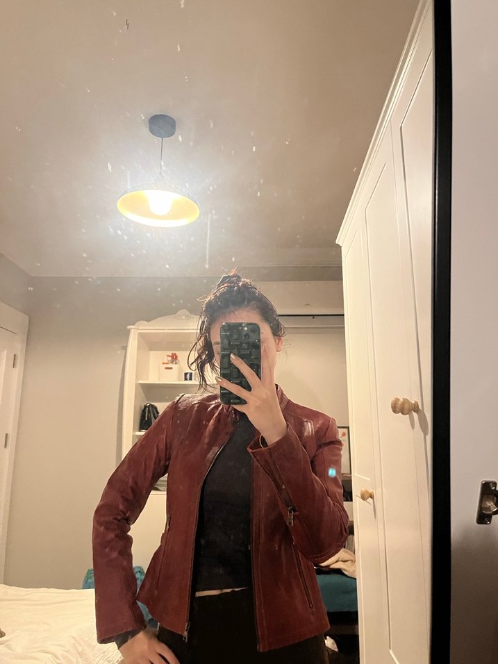 Kırmızı Derimod deri Ceket - Görsel 2