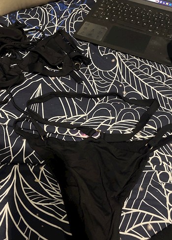 Siyah Çift Bantlı Kadın Bikini Altı - Görsel 2