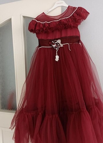  Çocuk düğünlük kırmızı elbise abiye