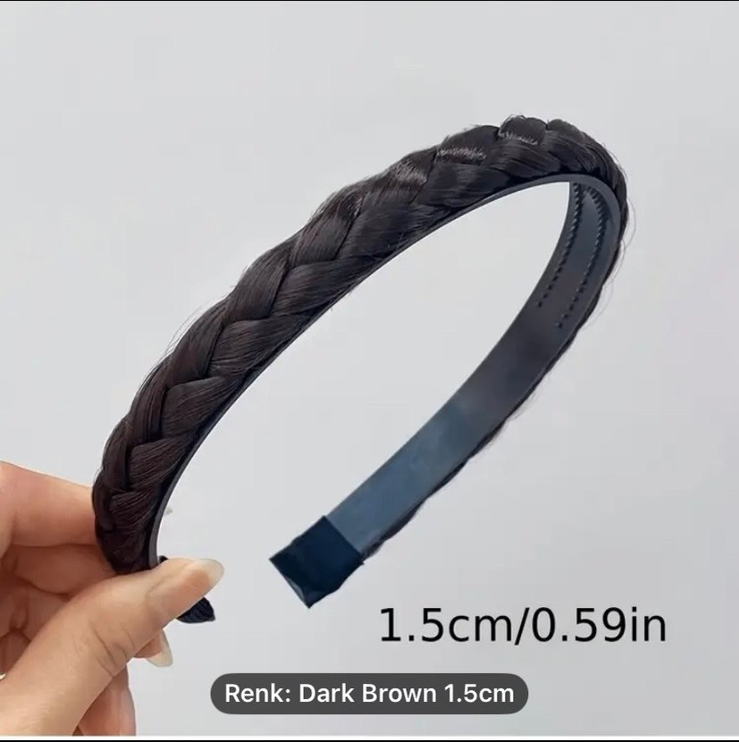 Siyah Örgülü Elastik Taç Saç Aksesuarı - Görsel 3