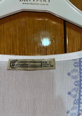 Diğer Beyaz Mavi Nakışlı Bohem Mini Elbise