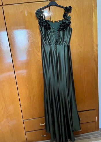 xl Beden haki Renk Kadın Haki Straplez Uzun Abiye Elbise
