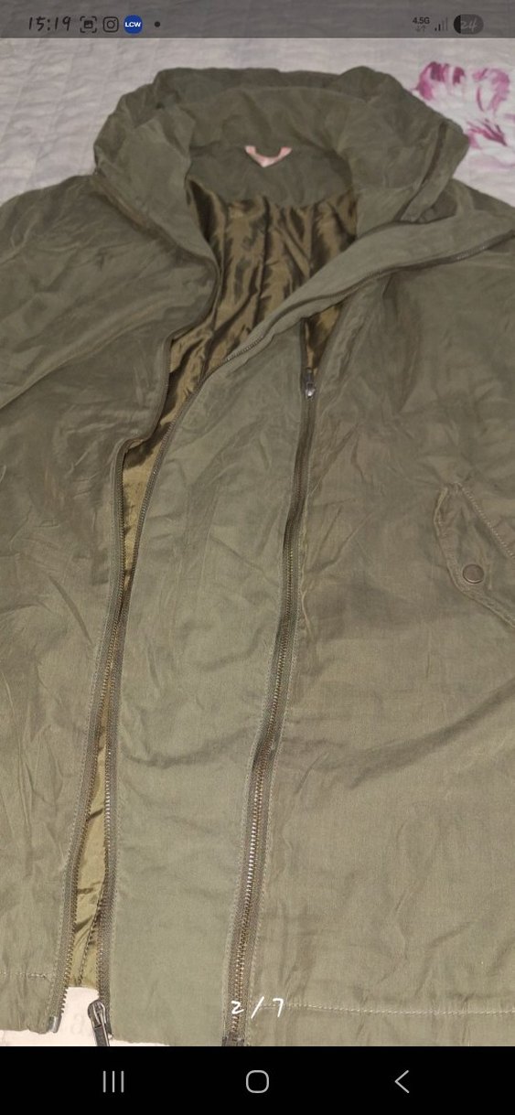 Haki Uzun Kadın Ceket Kapüşonlu Fermuarlı - Görsel 2