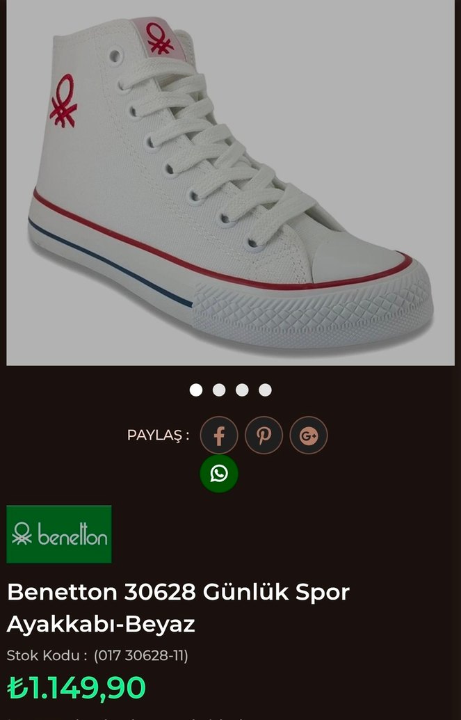 Benetton Beyaz Günlük Spor Ayakkabı - Görsel 2