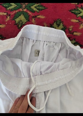 Beyaz Pamuklu Rahat Kesim ERKEK ŞALVAR Pantolon - Görsel 2