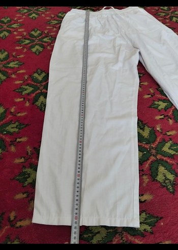 Beyaz Pamuklu Rahat Kesim ERKEK ŞALVAR Pantolon - Görsel 3