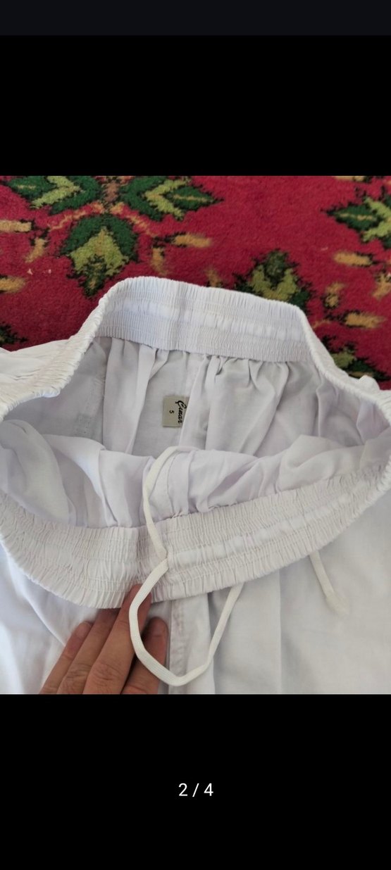 Beyaz Pamuklu Rahat Kesim ERKEK ŞALVAR Pantolon - Görsel 2