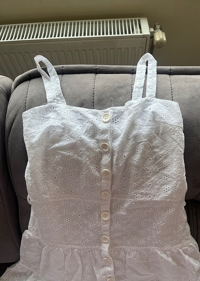 Beyaz Fistolu Elbise - Görsel 2