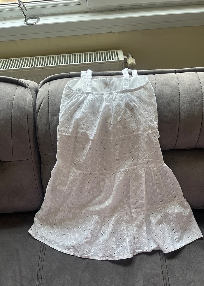 Beyaz Fistolu Elbise - Görsel 3