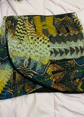 Pull and Bear Afrocentrik Desenli Siyah Etek