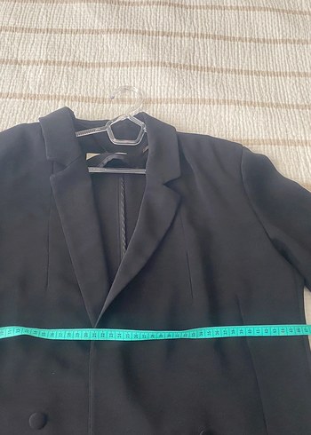 Zara Düğmeli Siyah Uzun blazer Ceket