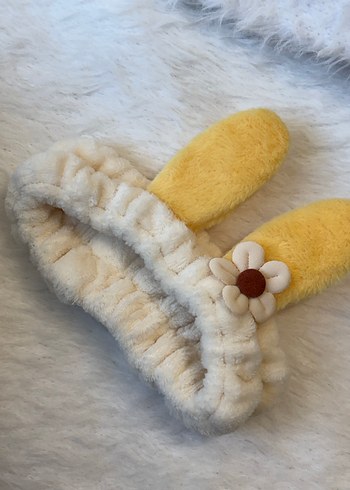 Sarı Kulaklı Beyaz Peluş Saç Bandı