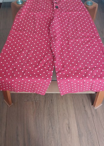Bordo Puantiyeli Midi Kumaş Pantolon