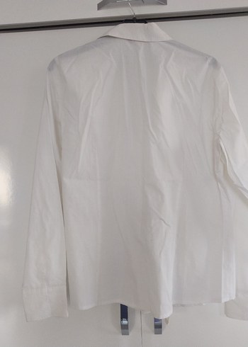 Beyaz Notch Yaka Uzun Kollu Ofis Gömleği - Görsel 3