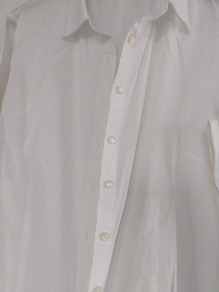 Beyaz Notch Yaka Uzun Kollu Ofis Gömleği - Görsel 2