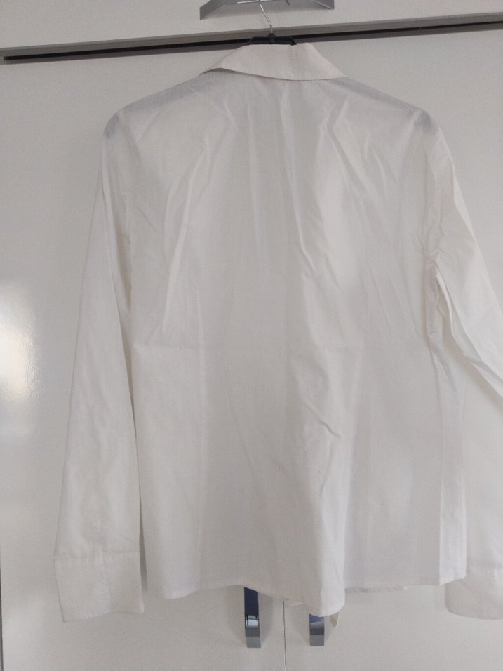 Beyaz Notch Yaka Uzun Kollu Ofis Gömleği - Görsel 3