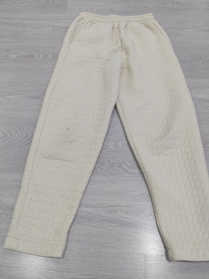 Erkek Krem renk Örgü Detaylı Rahat Kesim Eşofman Altı - Görsel 3