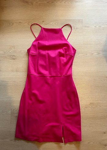 Pembe İnce Askılı Mini Elbise