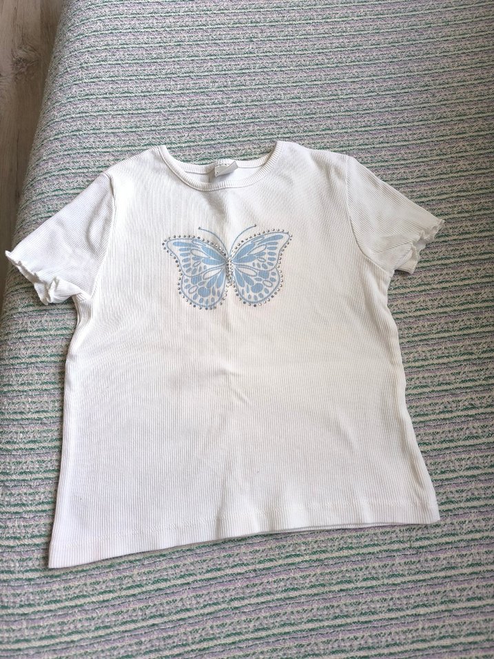 Kız Çocuk Kot şort Etek ve Beyaz Tişört - Görsel 5