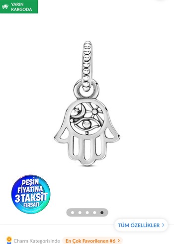 Boncuk Detaylı Gri Bohem Charm Kolye - Görsel 2