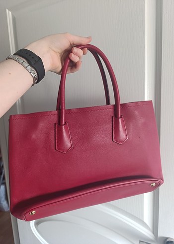 Kırmızı Deri Kadın El Çantası - Görsel 2